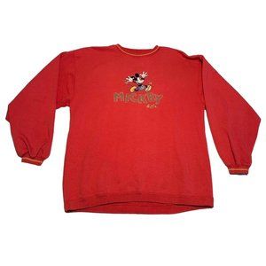 Disney ￼Embroidered 90s Vintage Mickey Mouse Long Sleeve Size Large Sweatshirt